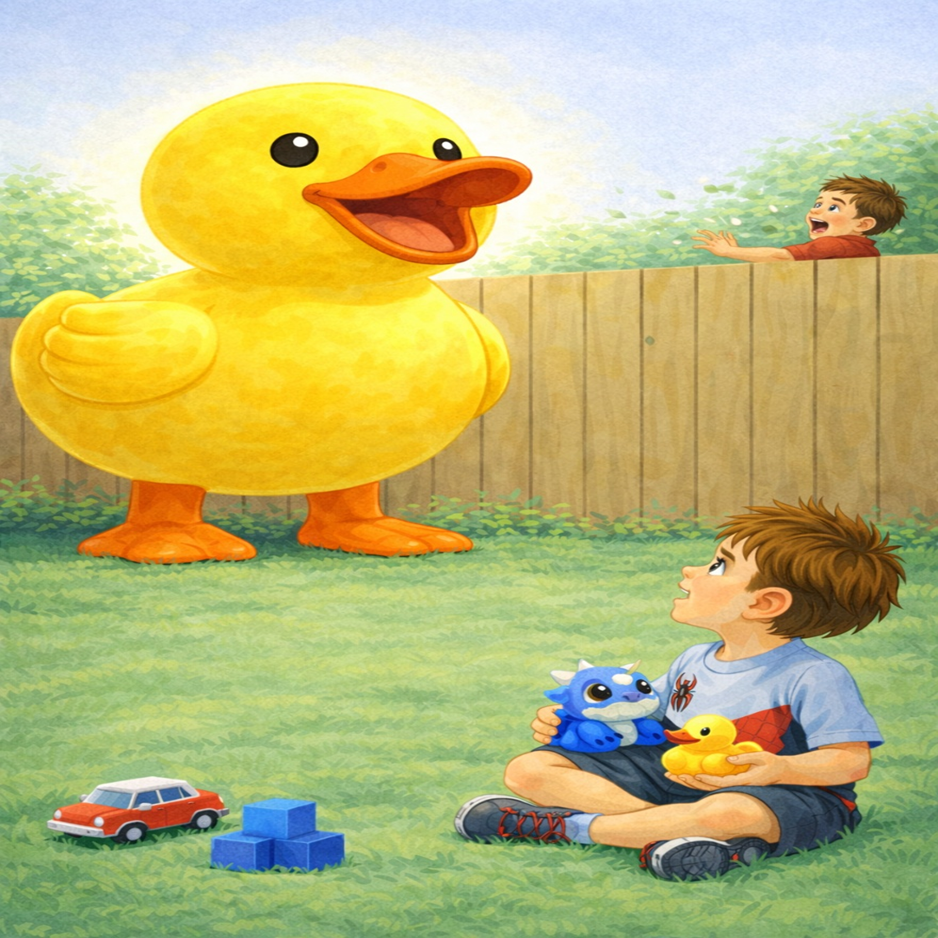 Duckie scaring off the bully
