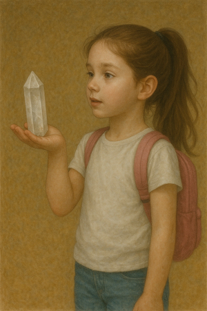 Margo holding the Crystal
